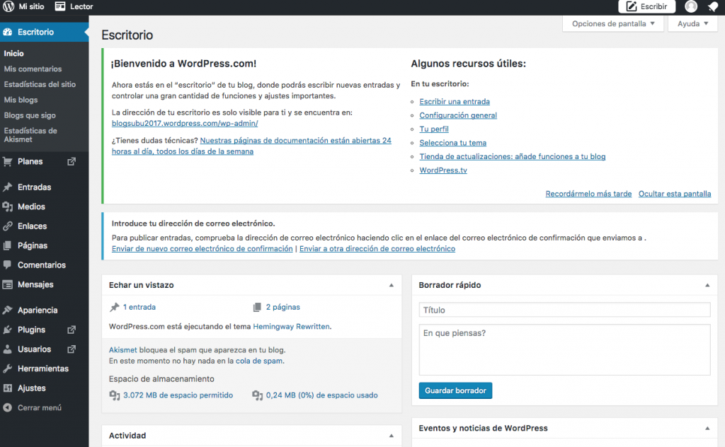 El Panel De Administración De Wordpress Blogs Y Twitter 5508